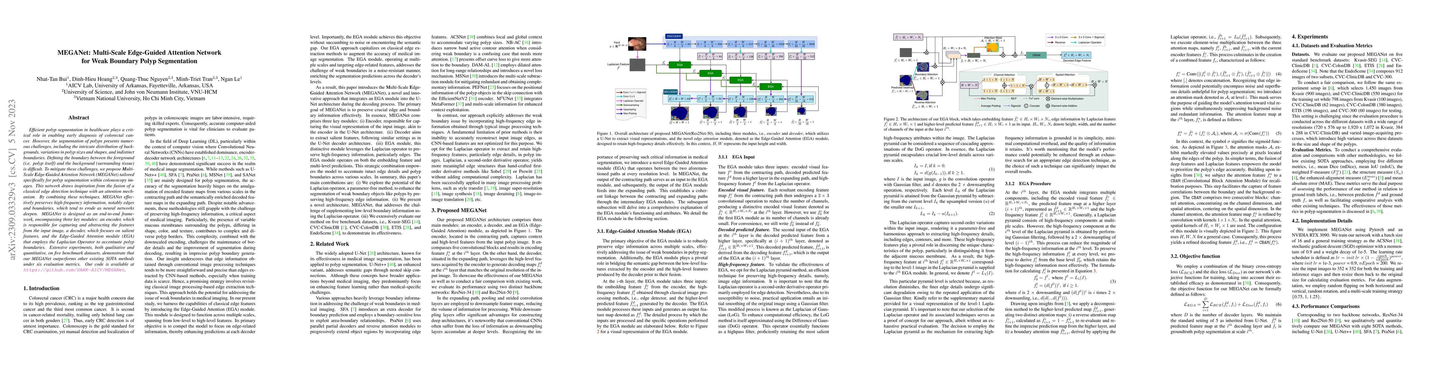 Thumbnail for MEGANet: Multi-Scale Edge-Guided Attention Network for Weak Boundary
  Polyp Segmentation
