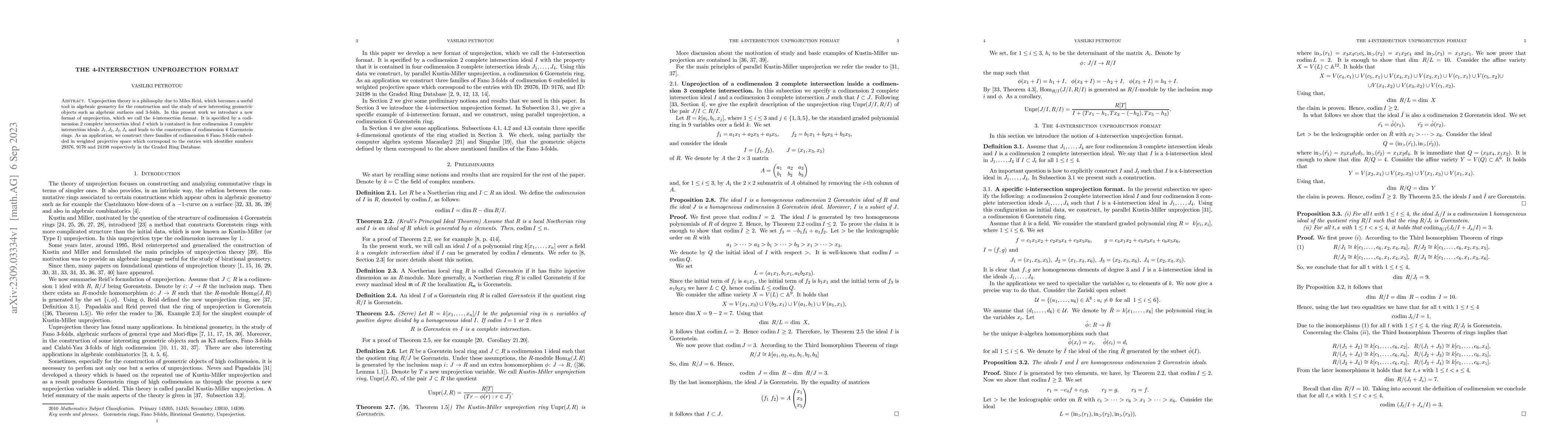 Thumbnail for The 4-Intersection Unprojection Format