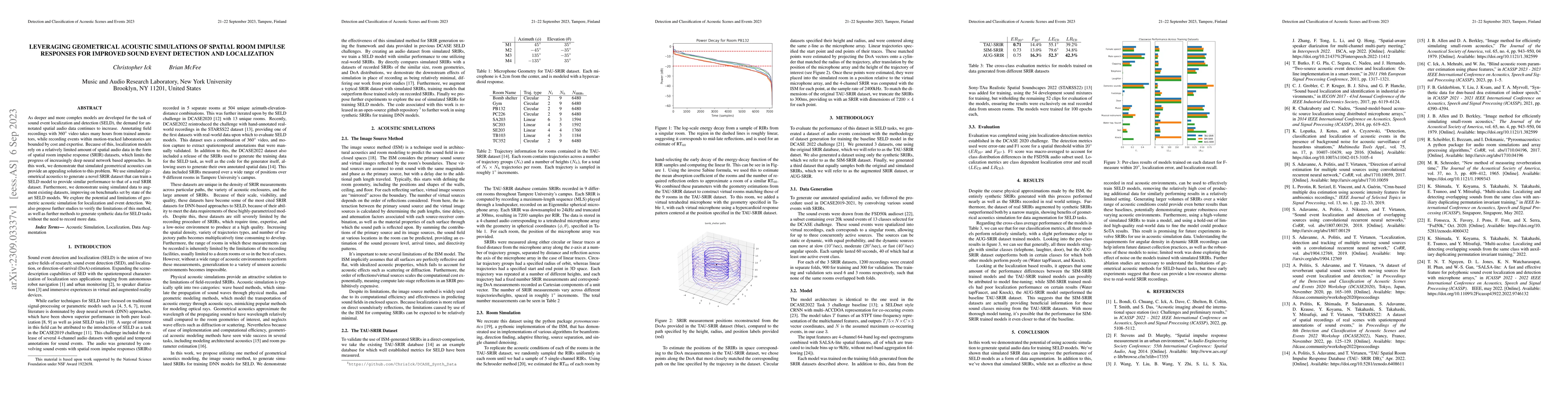 Thumbnail for Leveraging Geometrical Acoustic Simulations of Spatial Room Impulse
  Responses for Improved Sound Event Detection and Localization