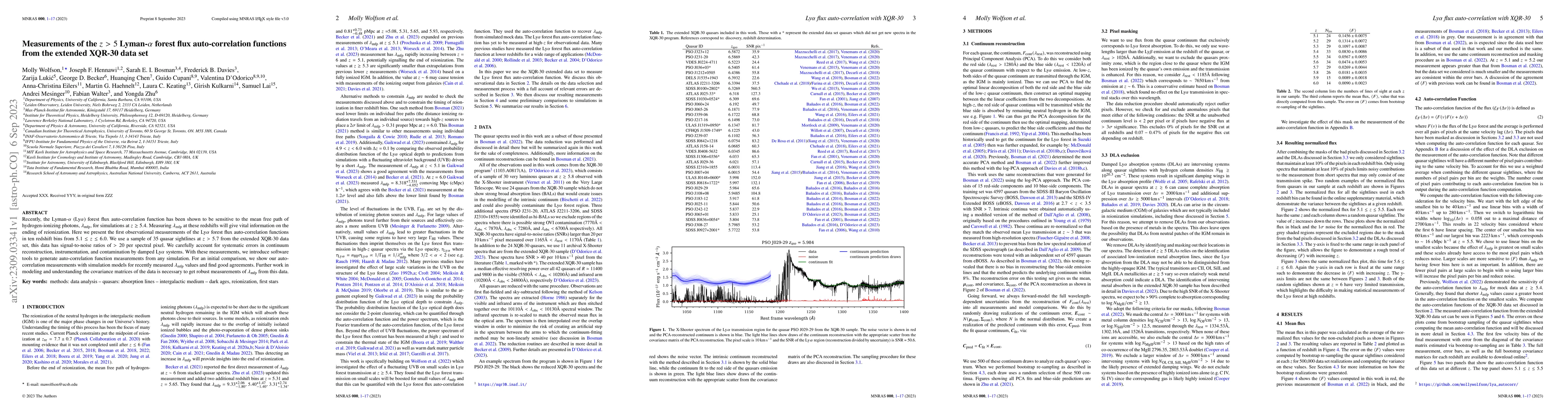 Thumbnail for Measurements of the $z > 5$ Lyman-$\alpha$ forest flux auto-correlation
  functions from the extended XQR-30 data set