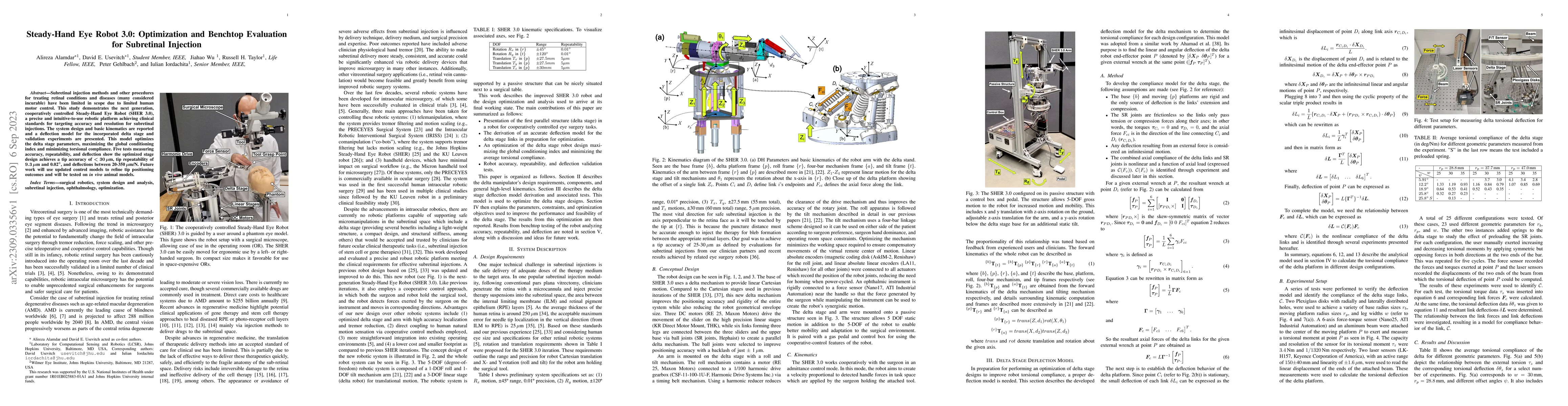 Thumbnail for Steady-Hand Eye Robot 3.0: Optimization and Benchtop Evaluation for
  Subretinal Injection