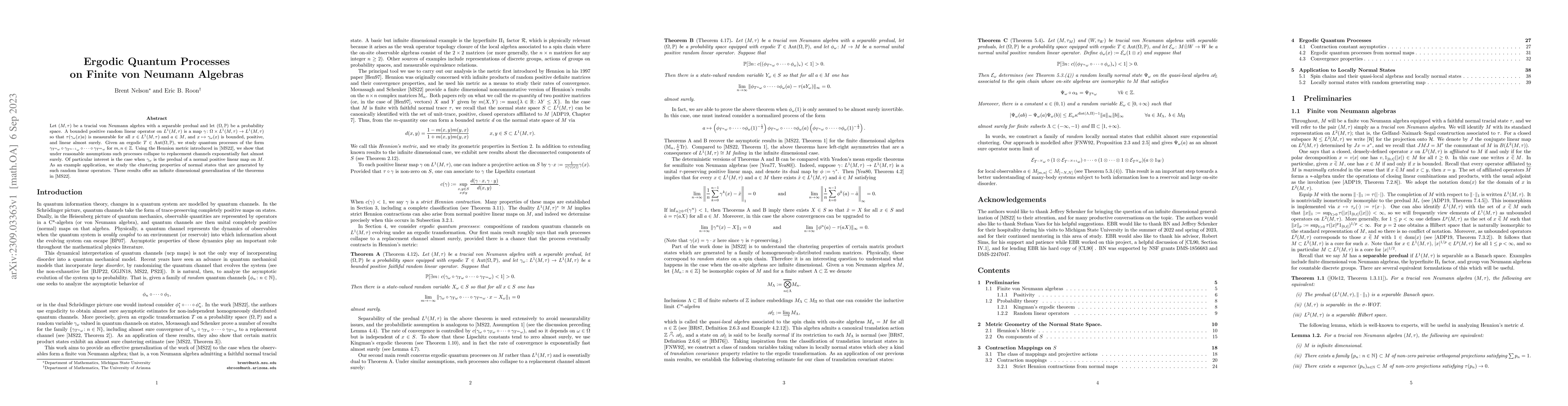 Thumbnail for Ergodic Quantum Processes on Finite von Neumann Algebras