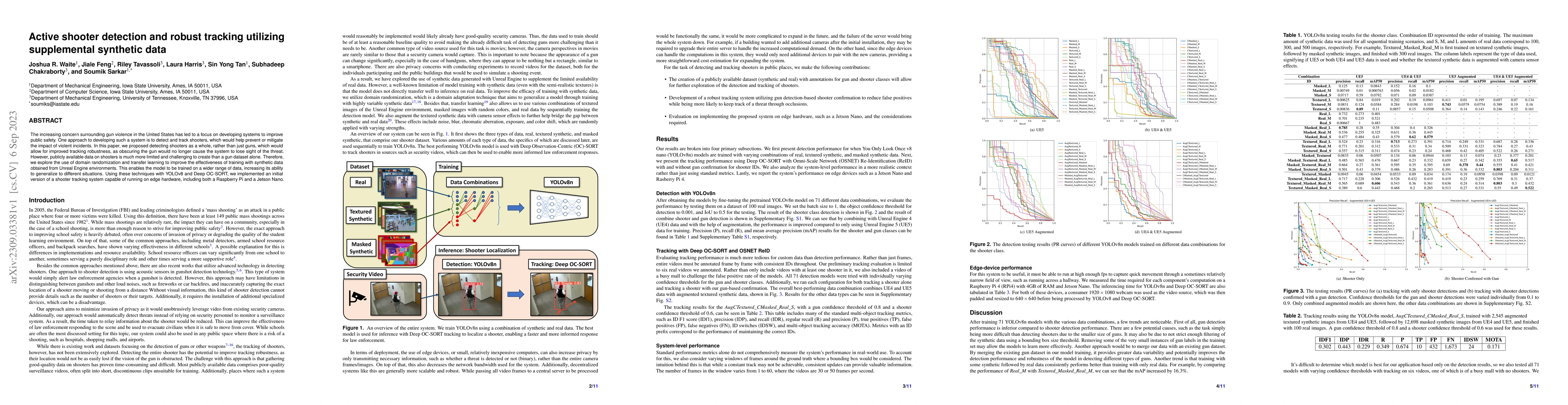 Thumbnail for Active shooter detection and robust tracking utilizing supplemental
  synthetic data