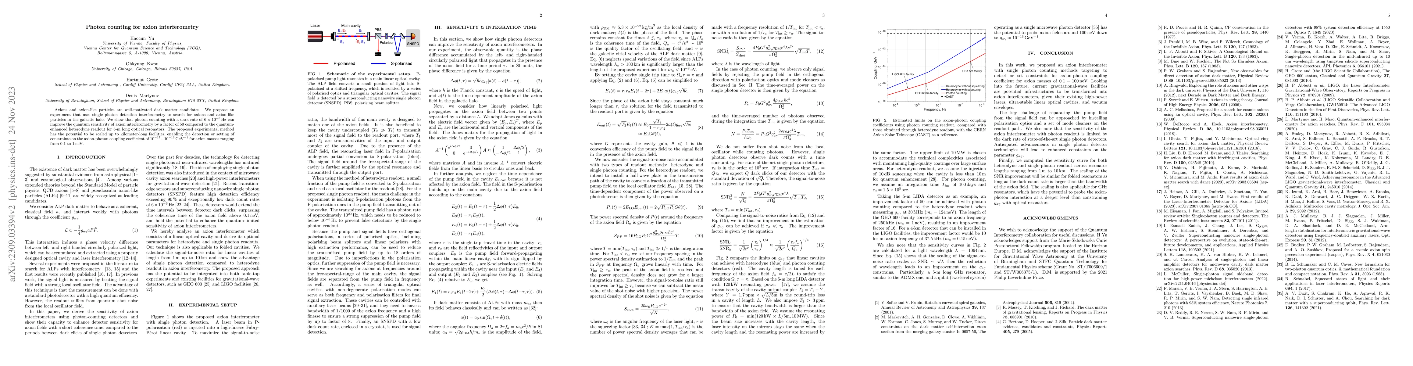 Thumbnail for Photon counting for axion interferometry