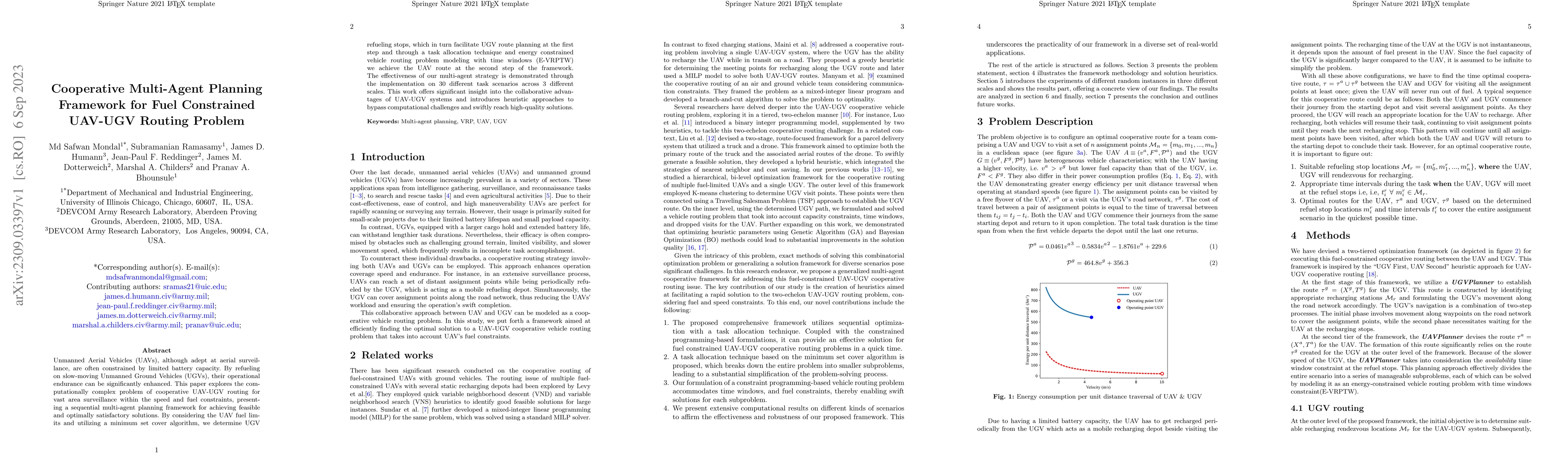 Thumbnail for Cooperative Multi-Agent Planning Framework for Fuel Constrained UAV-UGV
  Routing Problem