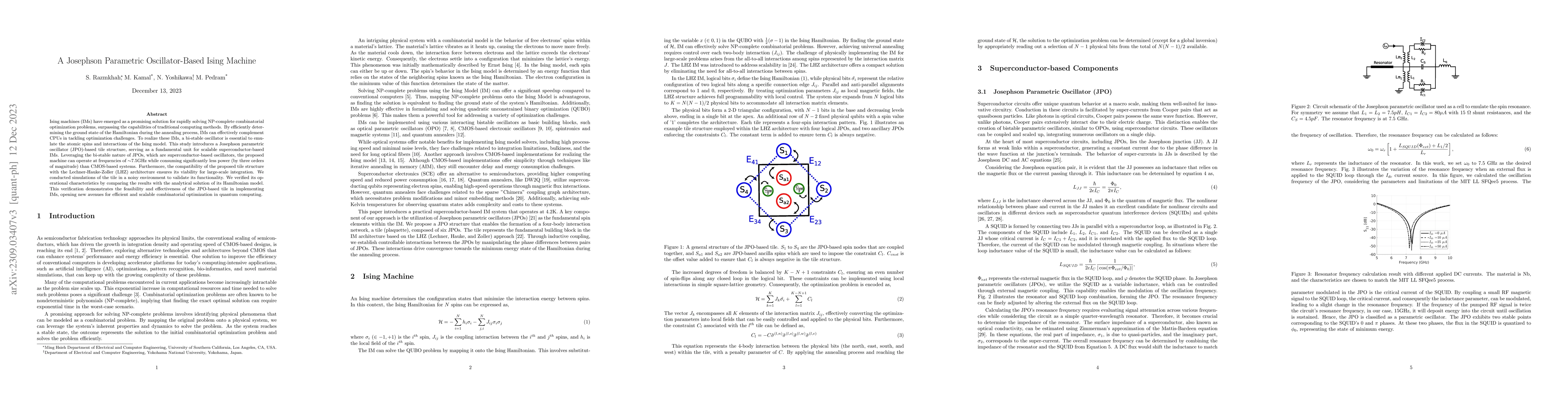 Thumbnail for A Josephson Parametric Oscillator-Based Ising Machine
