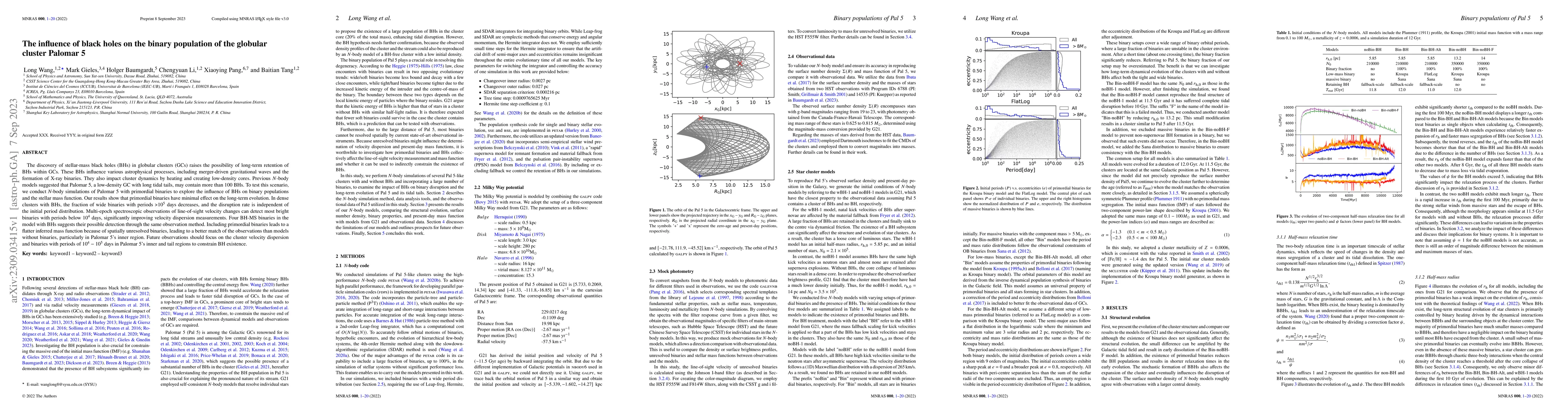 Thumbnail for The influence of black holes on the binary population of the globular
  cluster Palomar 5