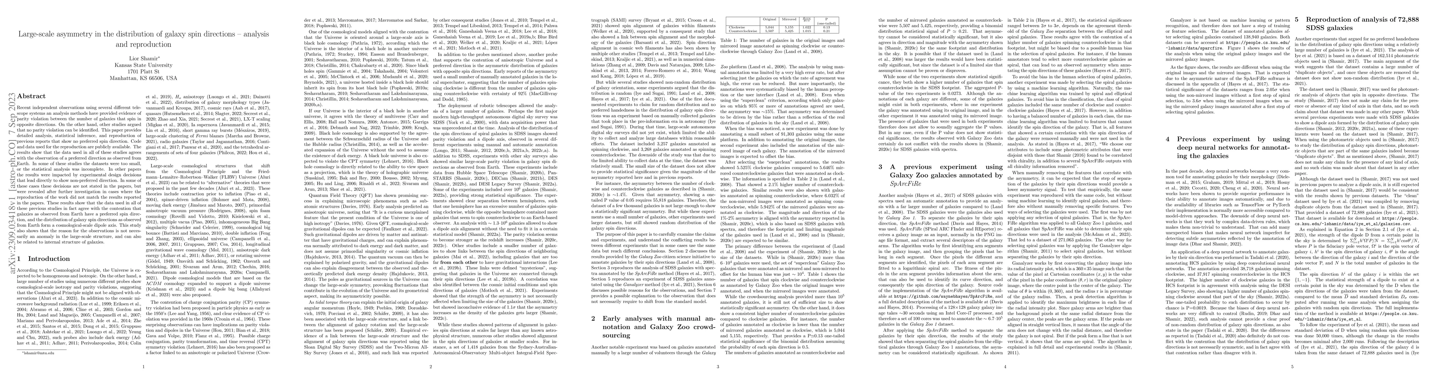 Thumbnail for Large-scale asymmetry in the distribution of galaxy spin directions --
  analysis and reproduction