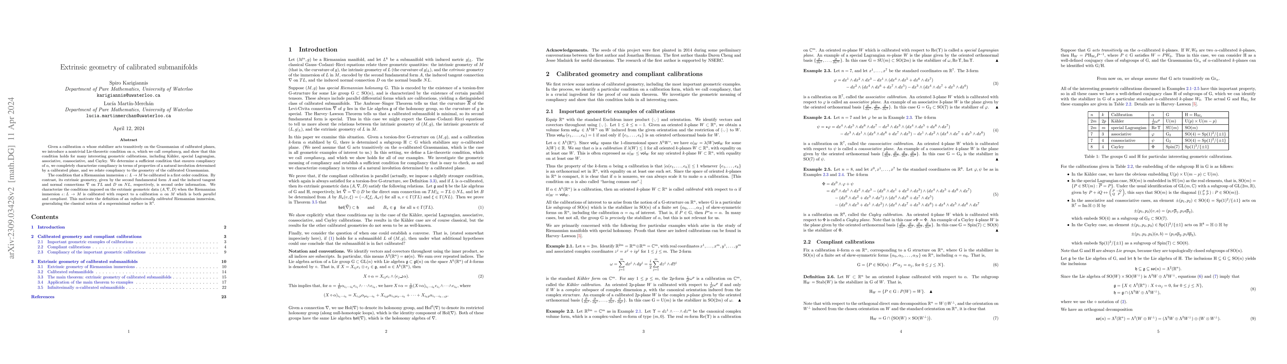Thumbnail for Extrinsic geometry of calibrated submanifolds