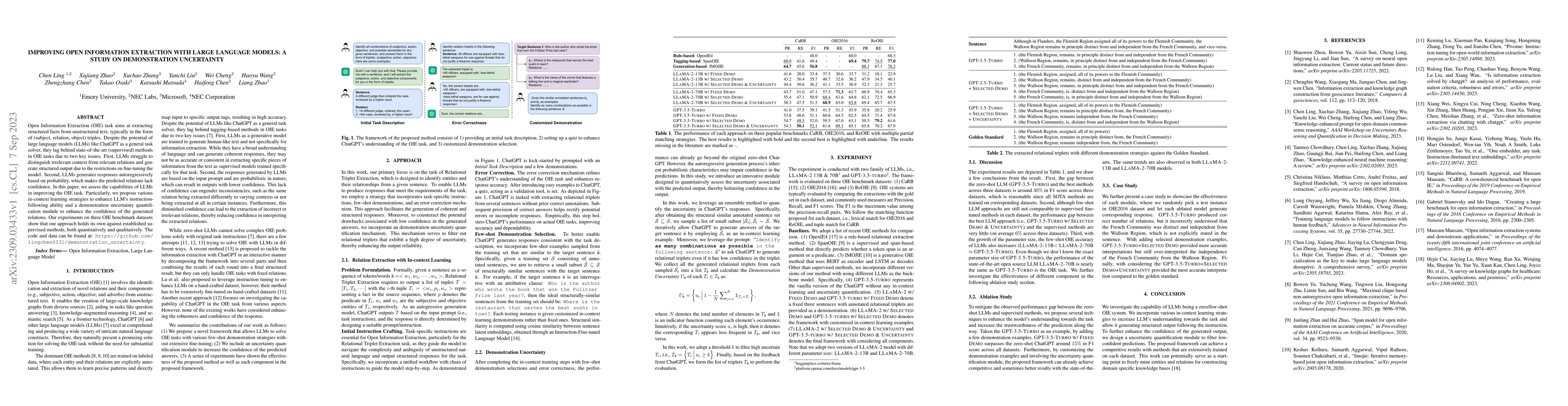 Thumbnail for Improving Open Information Extraction with Large Language Models: A
  Study on Demonstration Uncertainty