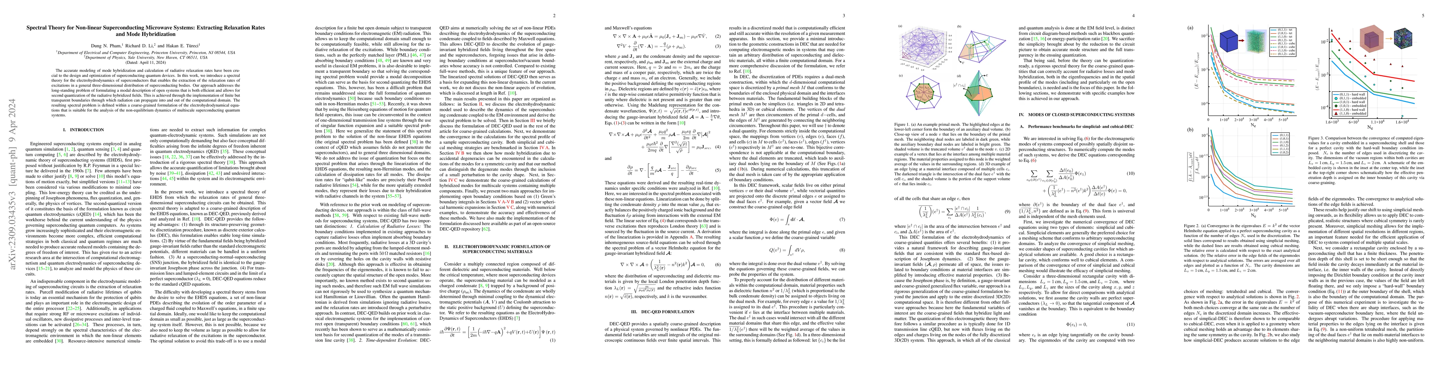 Thumbnail for Spectral Theory for Non-linear Superconducting Microwave Systems:
  Extracting Relaxation Rates and Mode Hybridization