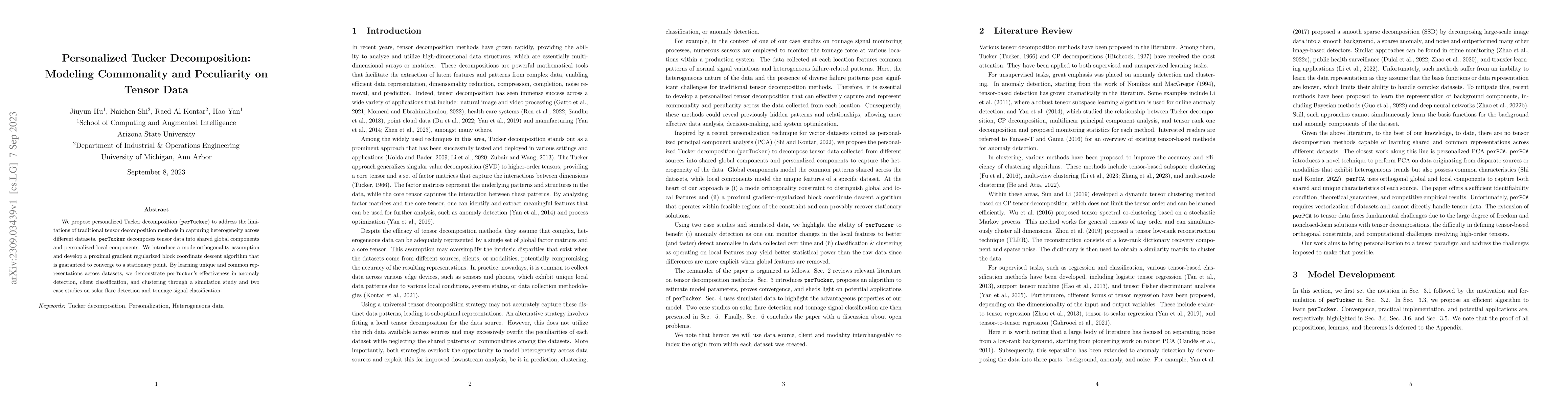 Thumbnail for Personalized Tucker Decomposition: Modeling Commonality and Peculiarity
  on Tensor Data