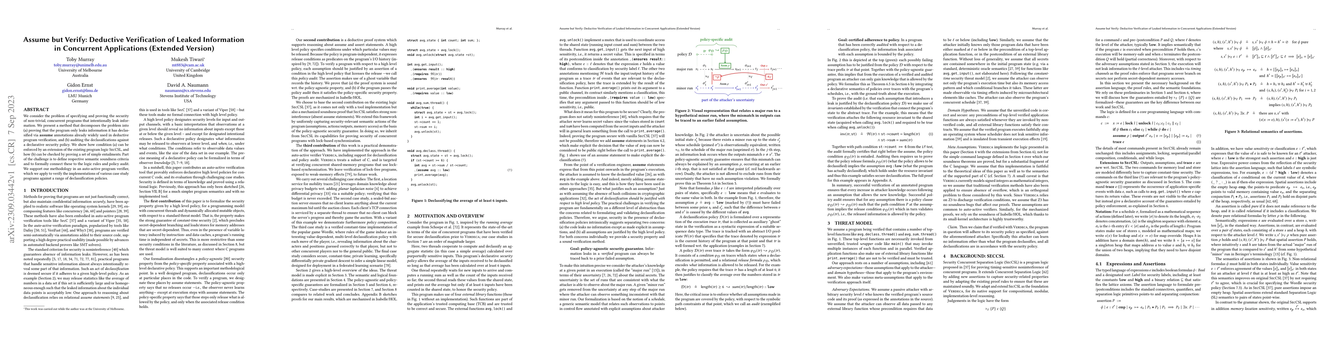 Thumbnail for Assume but Verify: Deductive Verification of Leaked Information in
  Concurrent Applications (Extended Version)