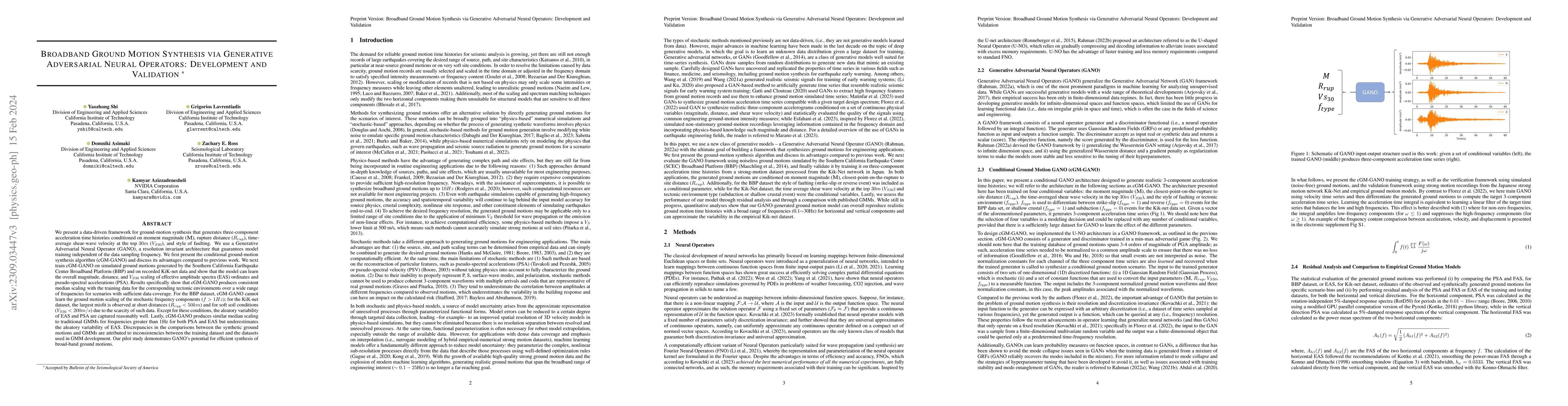 Thumbnail for Broadband Ground Motion Synthesis via Generative Adversarial Neural
  Operators: Development and Validation