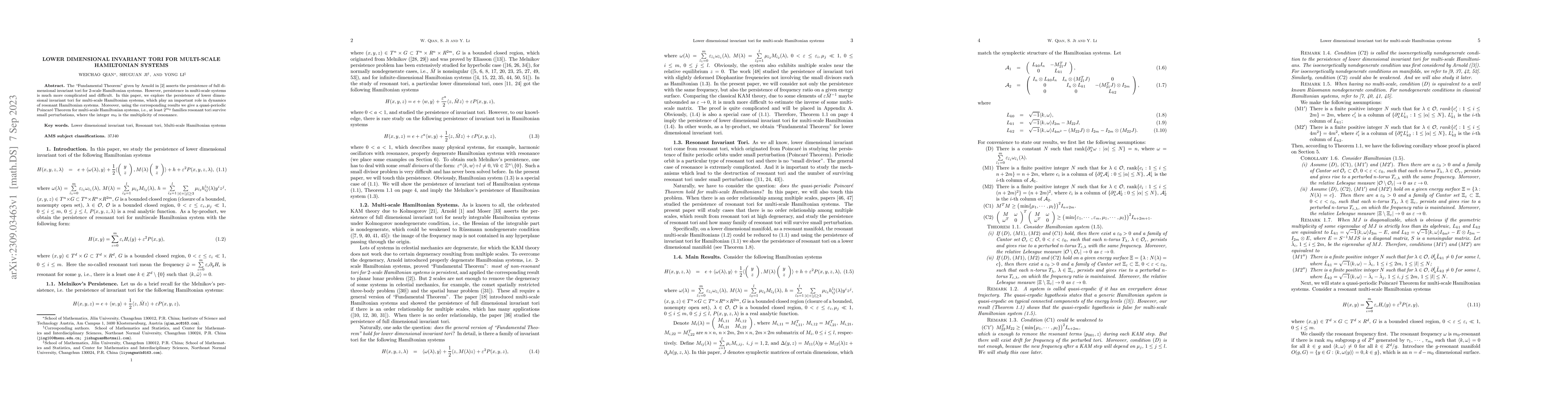 Thumbnail for Lower dimensional invariant tori for multi-scale Hamiltonian systems