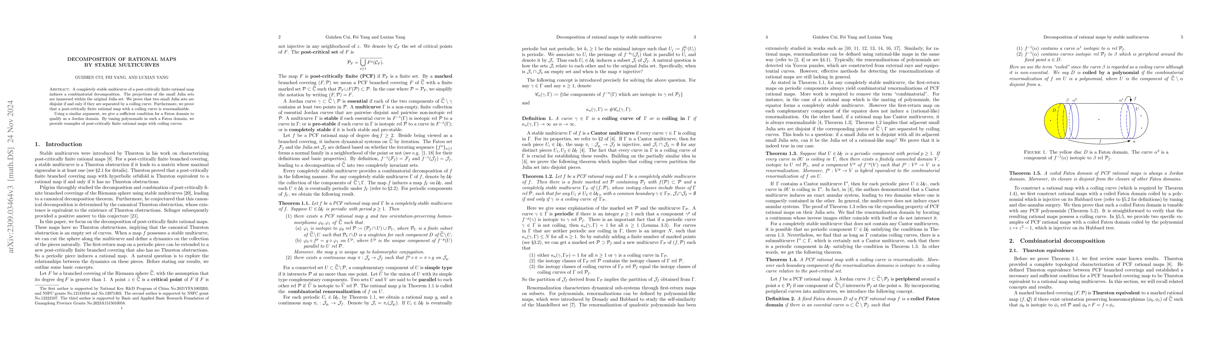 Thumbnail for Renormalizations of rational maps and stable multicurves