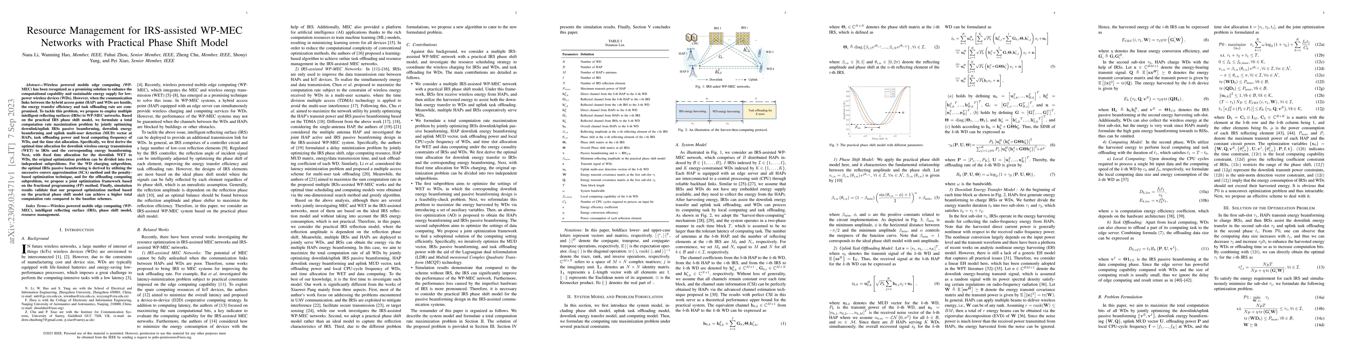 Thumbnail for Resource Management for IRS-assisted WP-MEC Networks with Practical
  Phase Shift Model