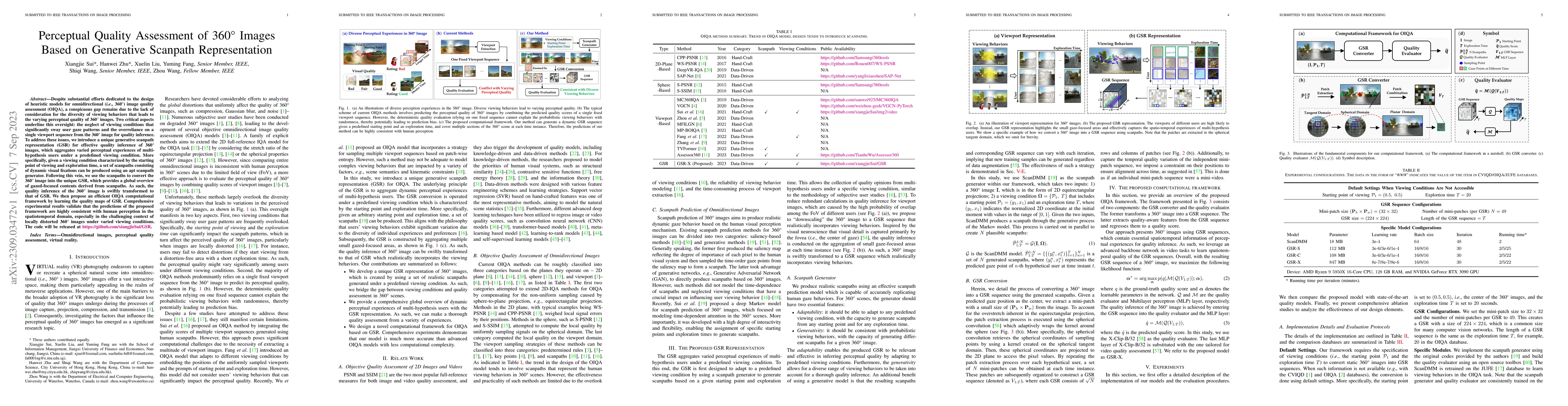 Thumbnail for Perceptual Quality Assessment of 360$^\circ$ Images Based on Generative
  Scanpath Representation
