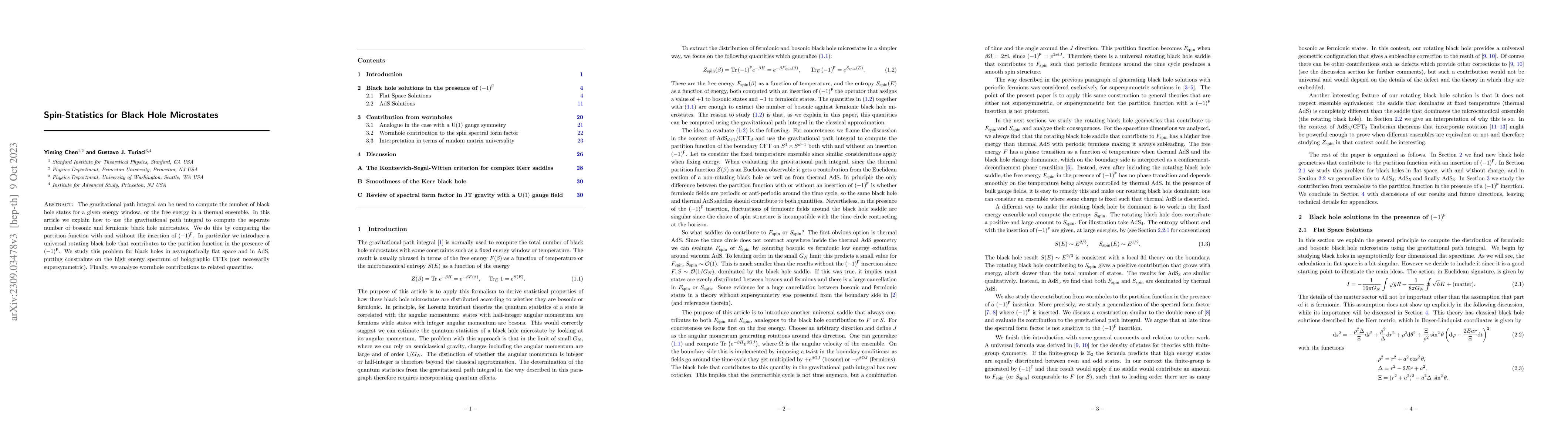 Thumbnail for Spin-Statistics for Black Hole Microstates