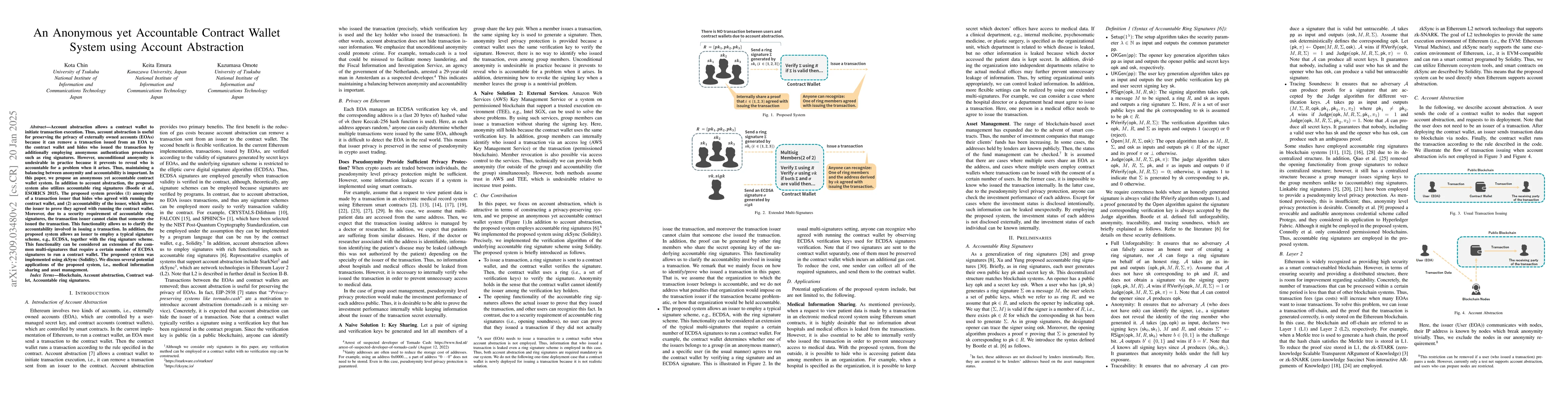 Thumbnail for An Anonymous yet Accountable Contract Wallet System using Account
  Abstraction