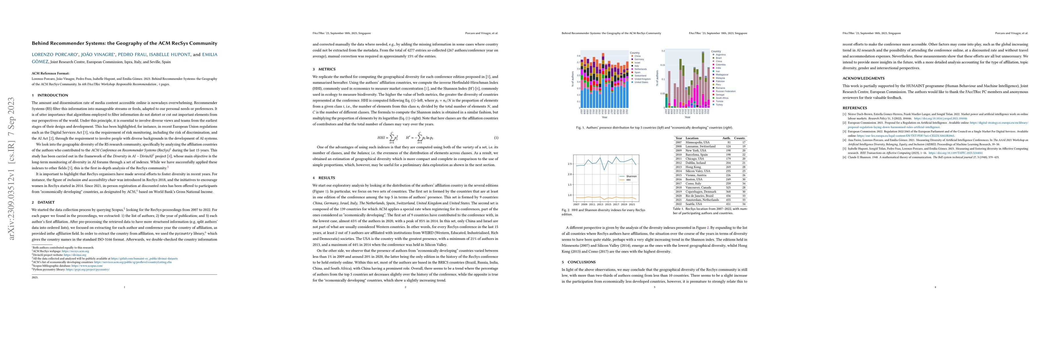 Thumbnail for Behind Recommender Systems: the Geography of the ACM RecSys Community
