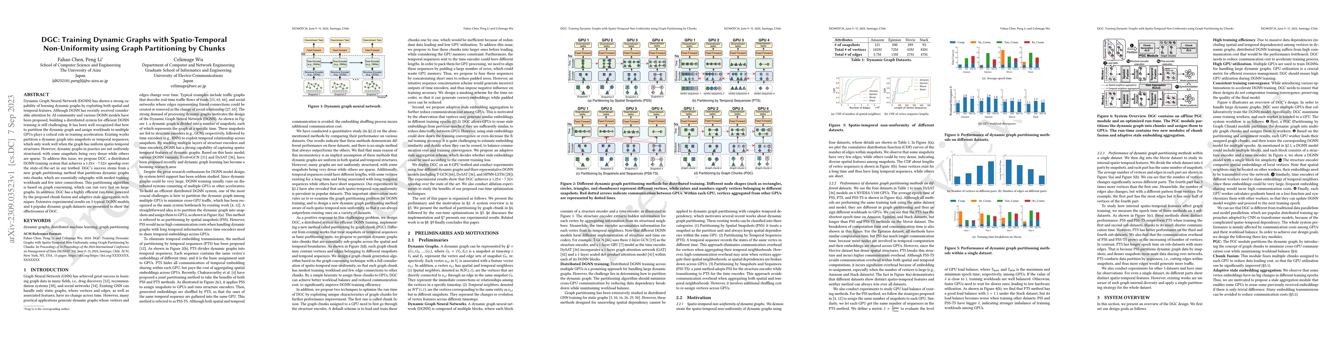Thumbnail for DGC: Training Dynamic Graphs with Spatio-Temporal Non-Uniformity using
  Graph Partitioning by Chunks