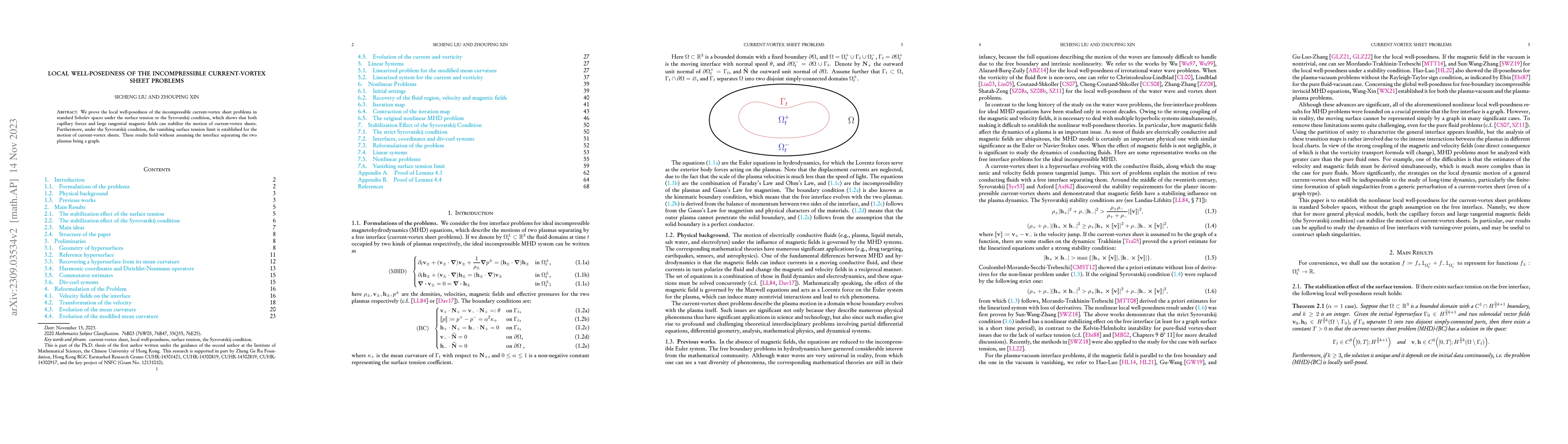 Thumbnail for Local Well-posedness of the Incompressible Current-Vortex Sheet Problems