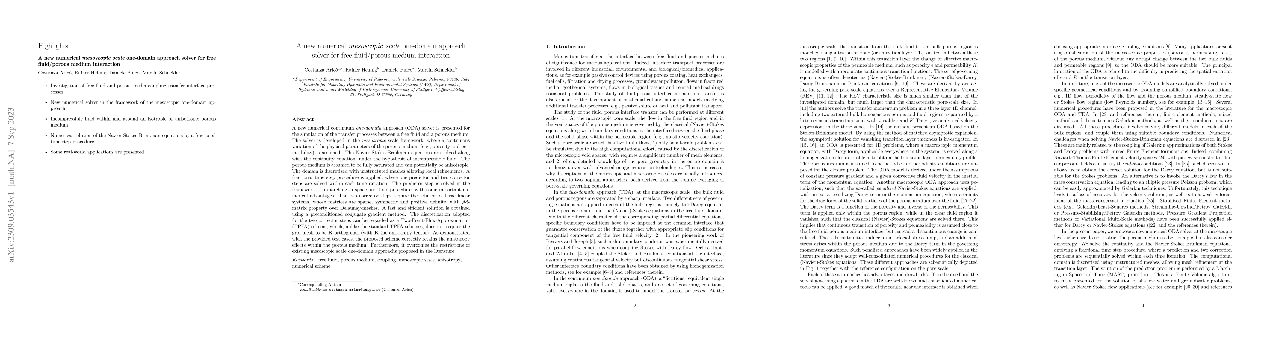 Thumbnail for A new numerical mesoscopic scale one-domain approach solver for free
  fluid/porous medium interaction