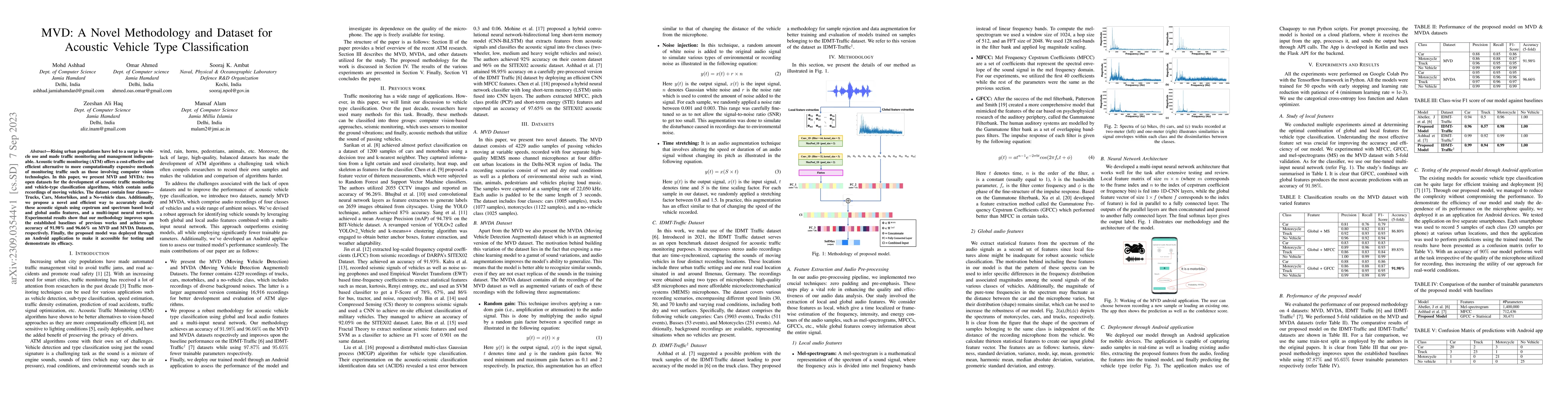 Thumbnail for MVD:A Novel Methodology and Dataset for Acoustic Vehicle Type
  Classification