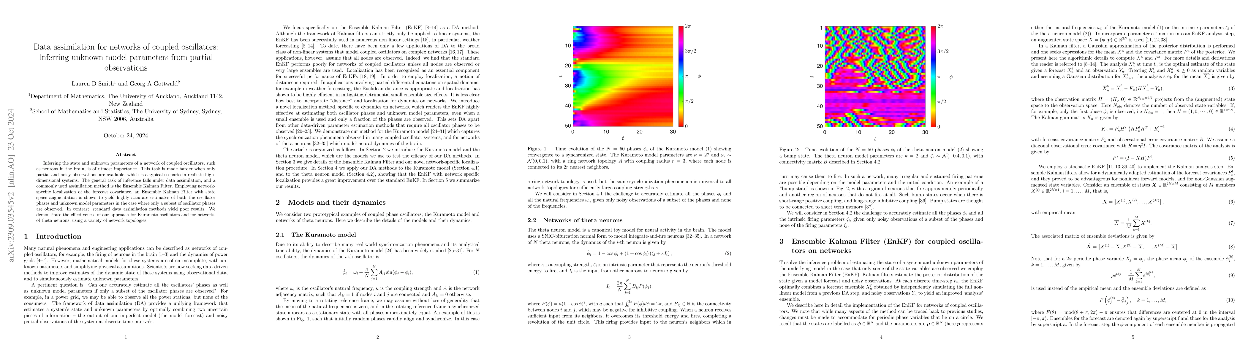 Thumbnail for Data assimilation for networks of coupled oscillators: Inferring unknown
  model parameters from partial observations