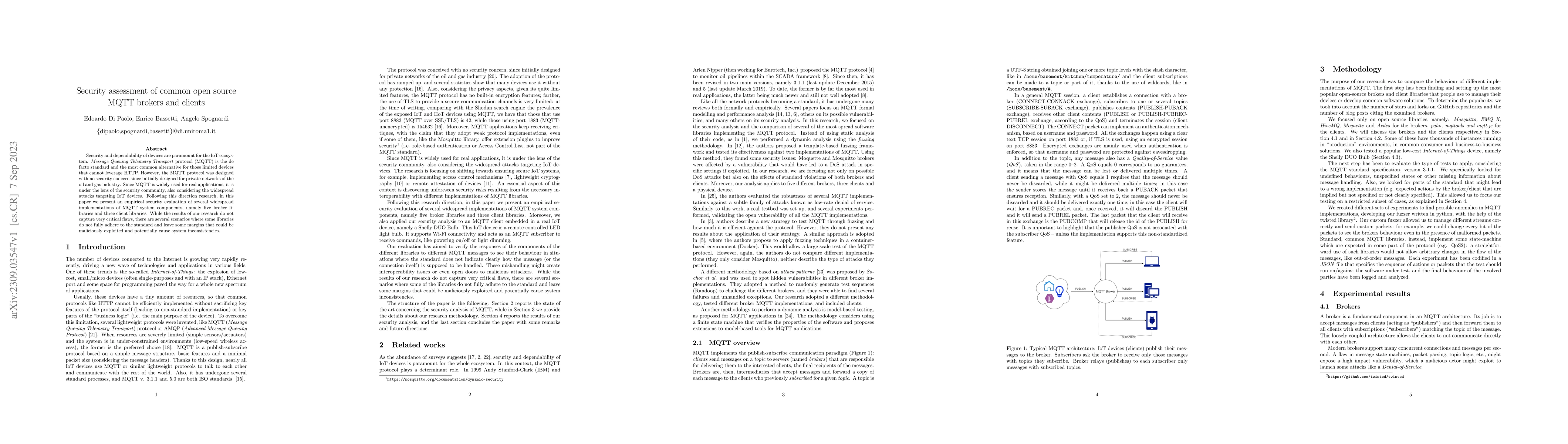 Thumbnail for Security assessment of common open source MQTT brokers and clients