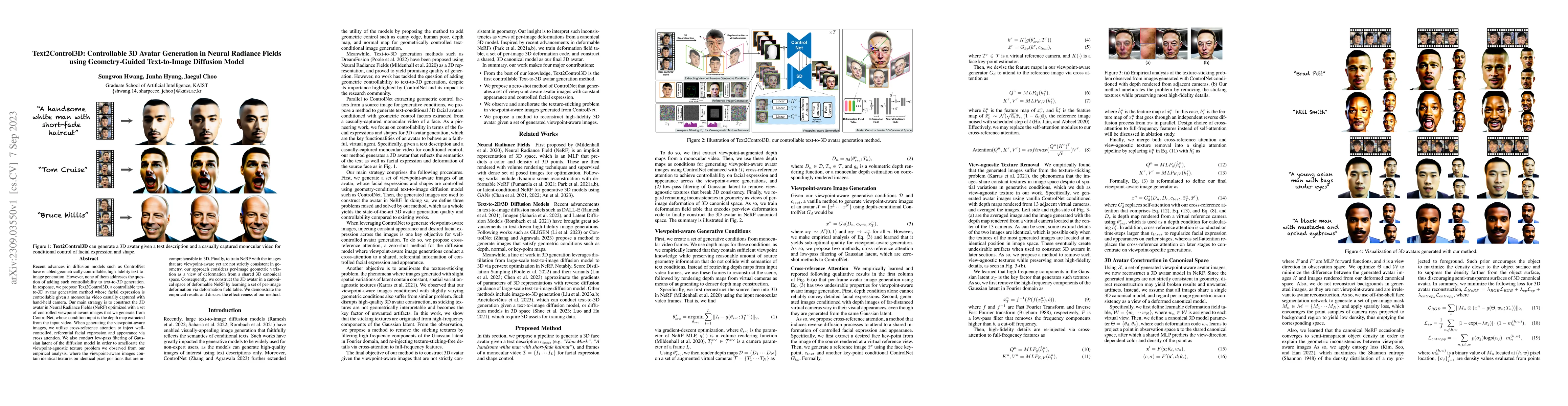 Thumbnail for Text2Control3D: Controllable 3D Avatar Generation in Neural Radiance
  Fields using Geometry-Guided Text-to-Image Diffusion Model
