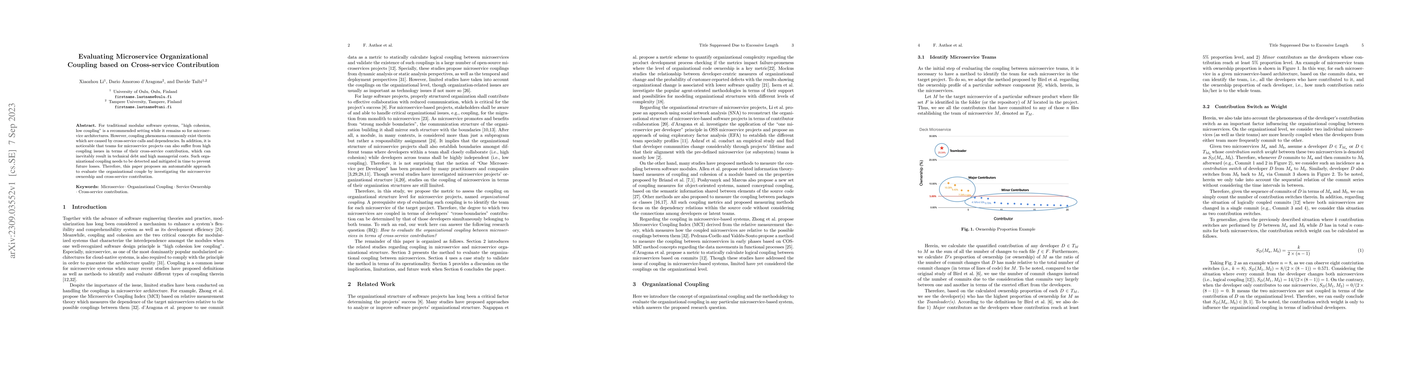 Thumbnail for Evaluating Microservice Organizational Coupling based on Cross-service
  Contribution