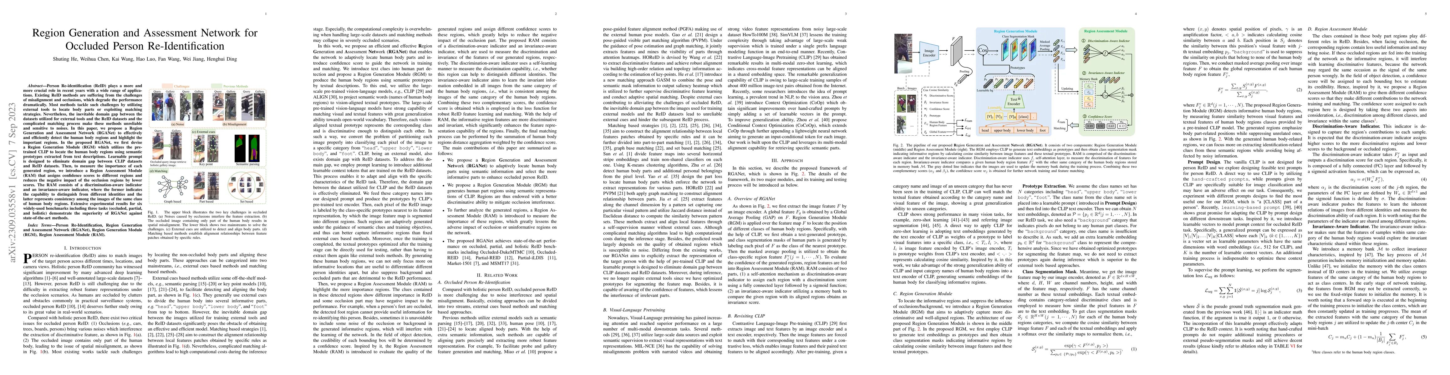Thumbnail for Region Generation and Assessment Network for Occluded Person
  Re-Identification