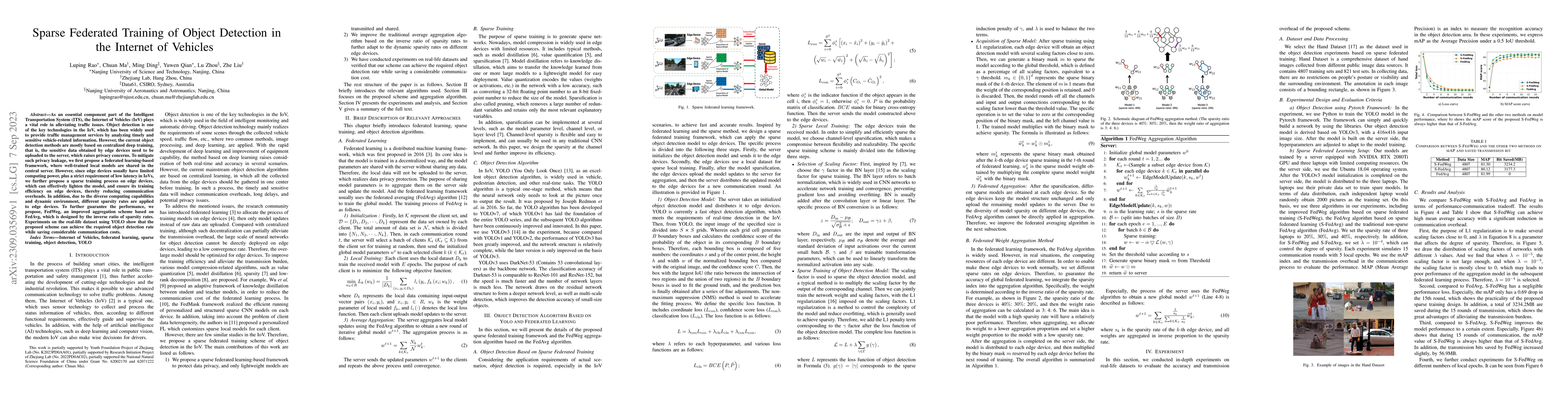 Thumbnail for Sparse Federated Training of Object Detection in the Internet of
  Vehicles