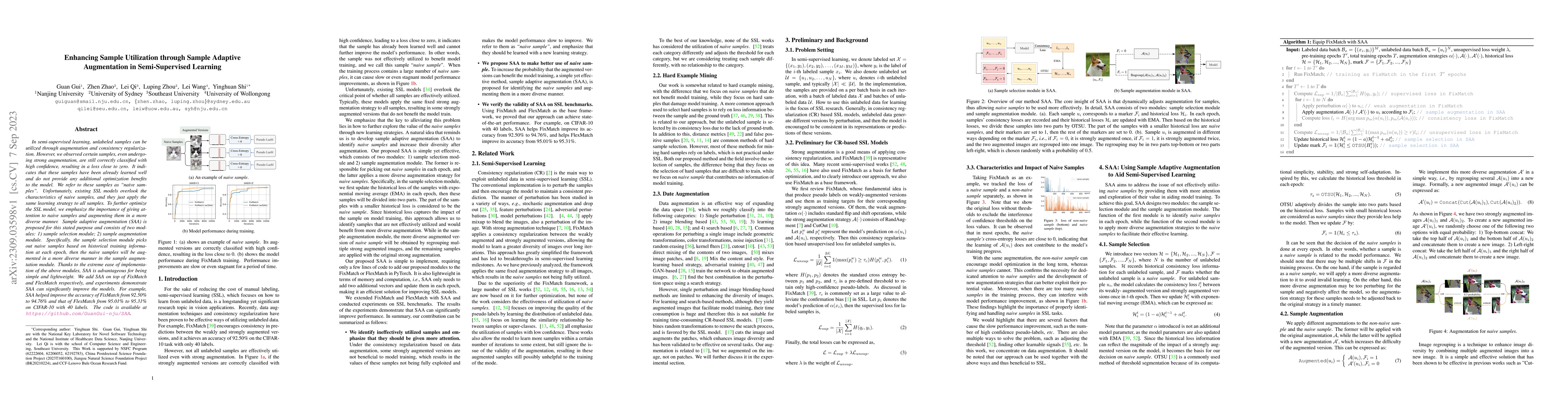 Thumbnail for Enhancing Sample Utilization through Sample Adaptive Augmentation in
  Semi-Supervised Learning