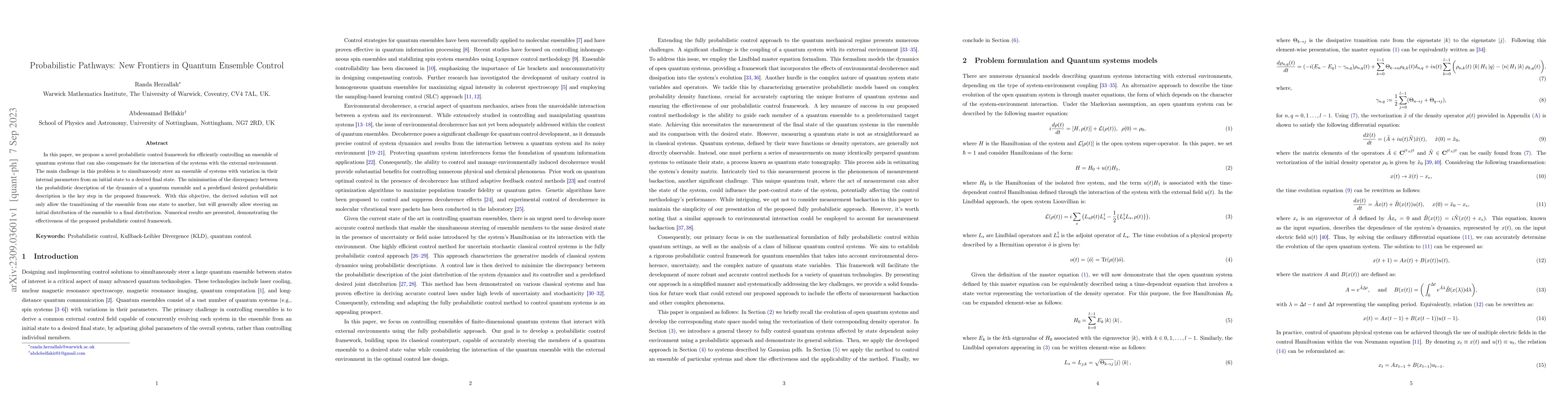 Thumbnail for Probabilistic Pathways: New Frontiers in Quantum Ensemble Control