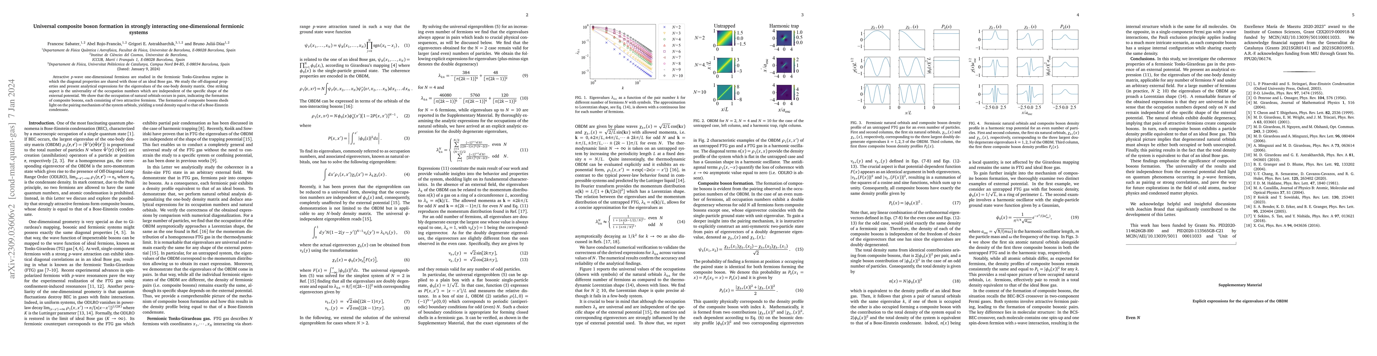 Thumbnail for Universal composite boson formation in strongly interacting
  one-dimensional fermionic systems