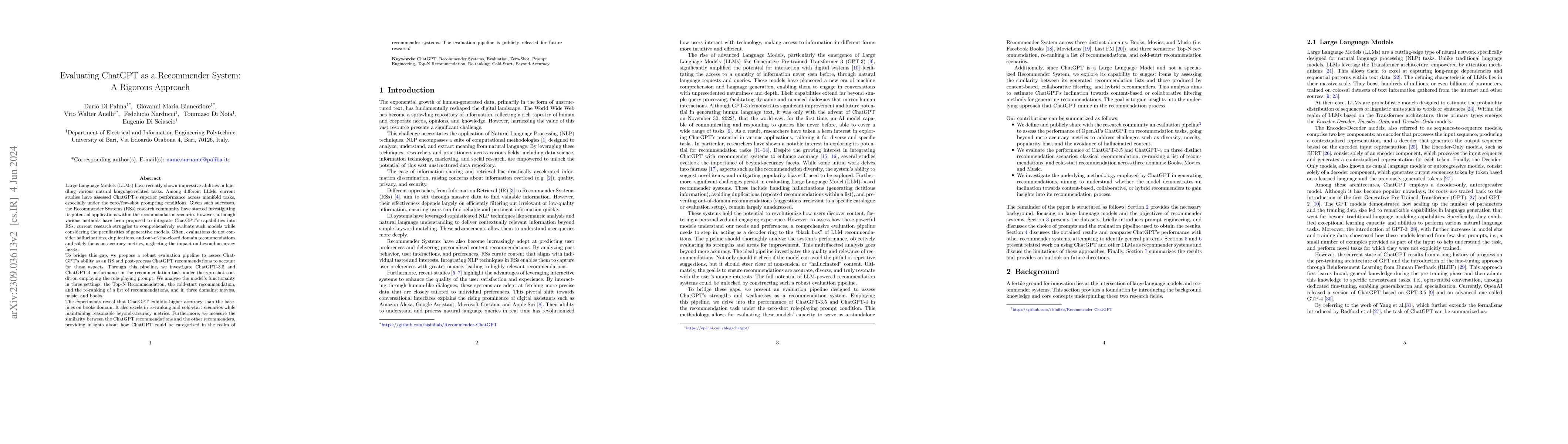 Thumbnail for Evaluating ChatGPT as a Recommender System: A Rigorous Approach
