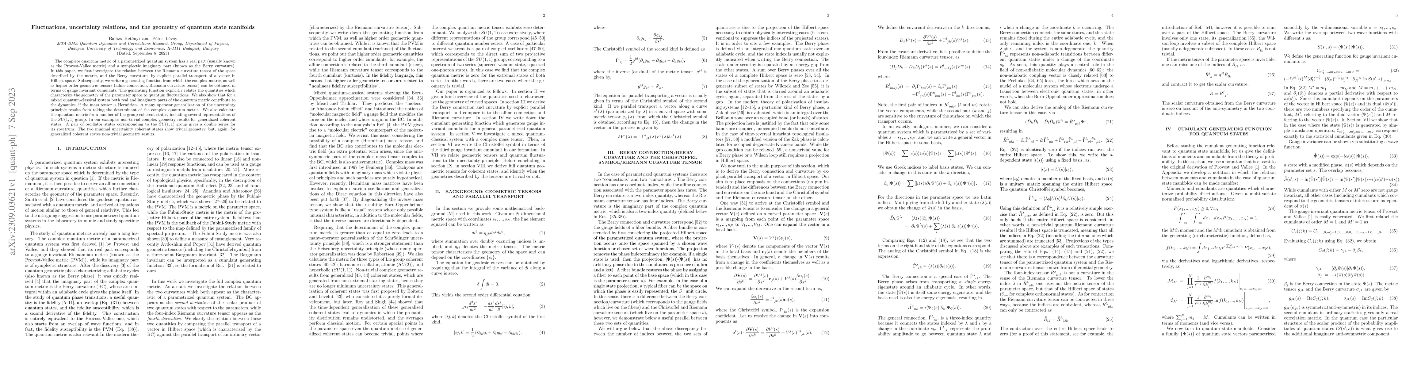 Thumbnail for Fluctuations, uncertainty relations, and the geometry of quantum state
  manifolds