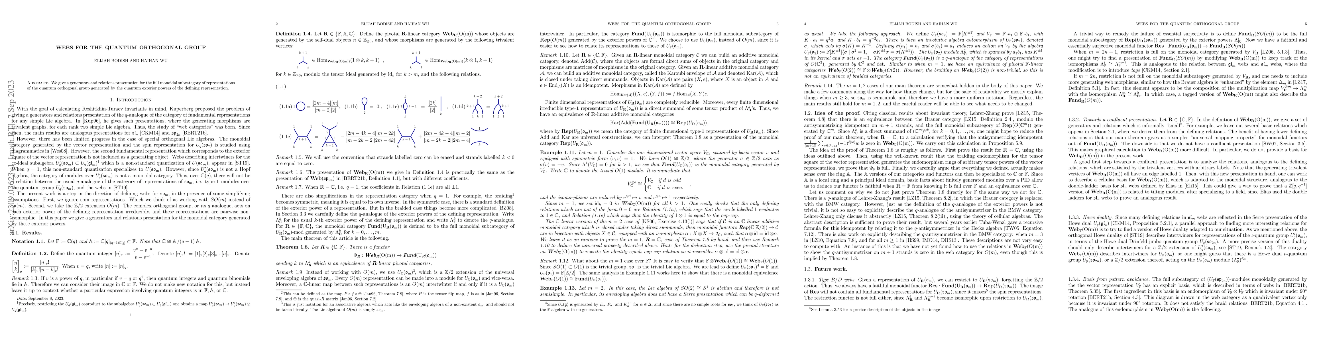 Thumbnail for Webs for the Quantum Orthogonal Group