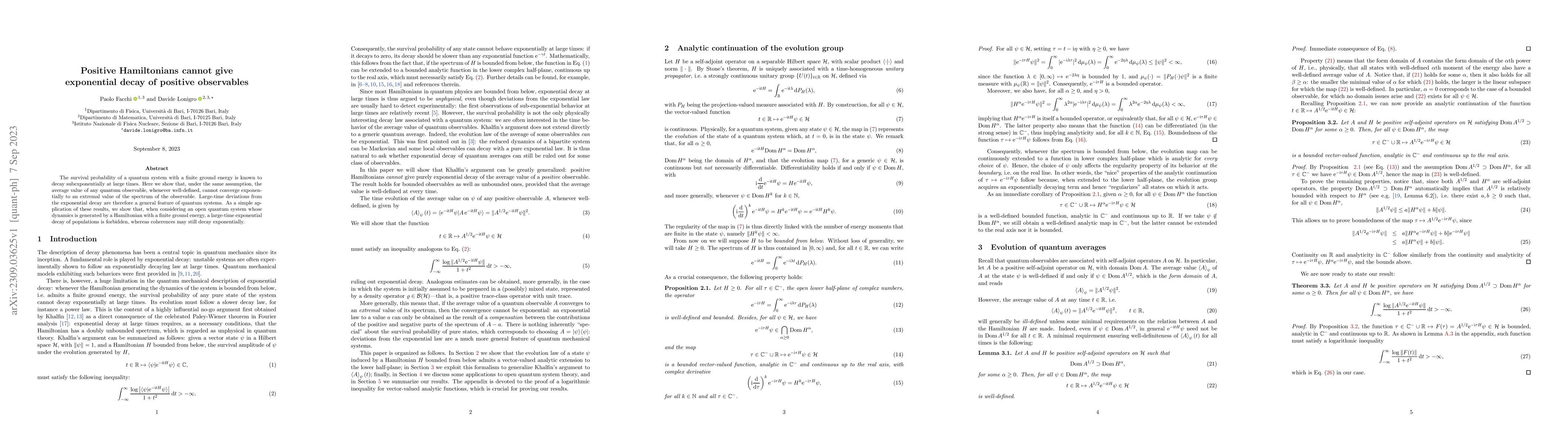Thumbnail for Positive Hamiltonians cannot give exponential decay of positive
  observables