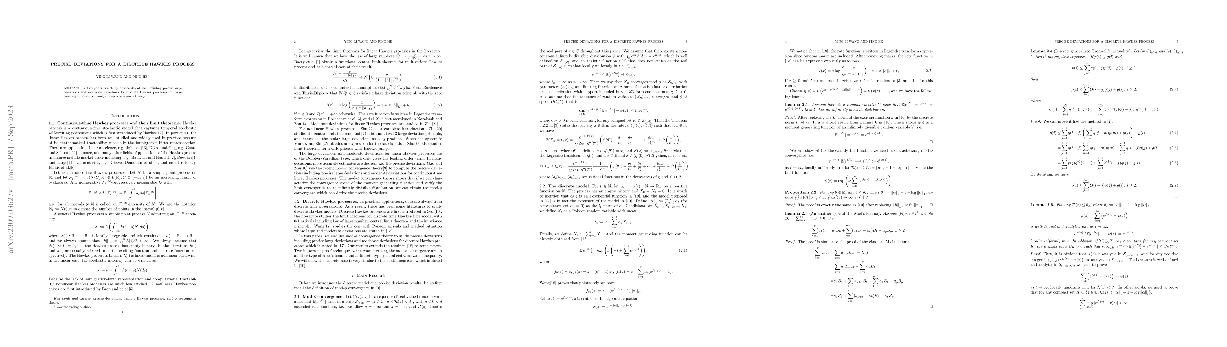 Thumbnail for Precise Deviations for a discrete Hawkes process