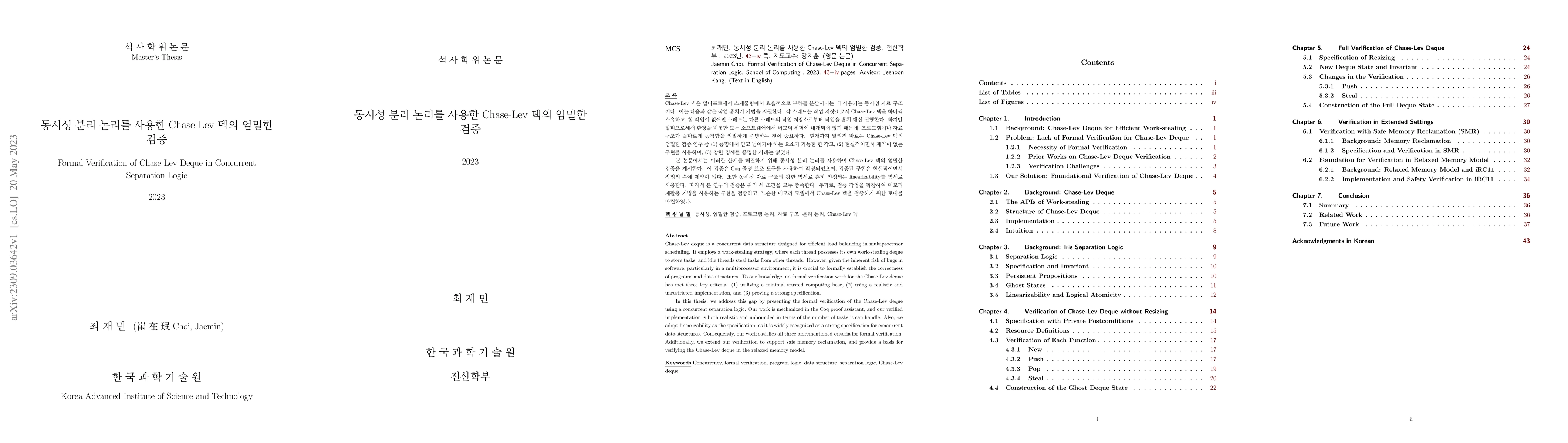 Thumbnail for Formal Verification of Chase-Lev Deque in Concurrent Separation Logic