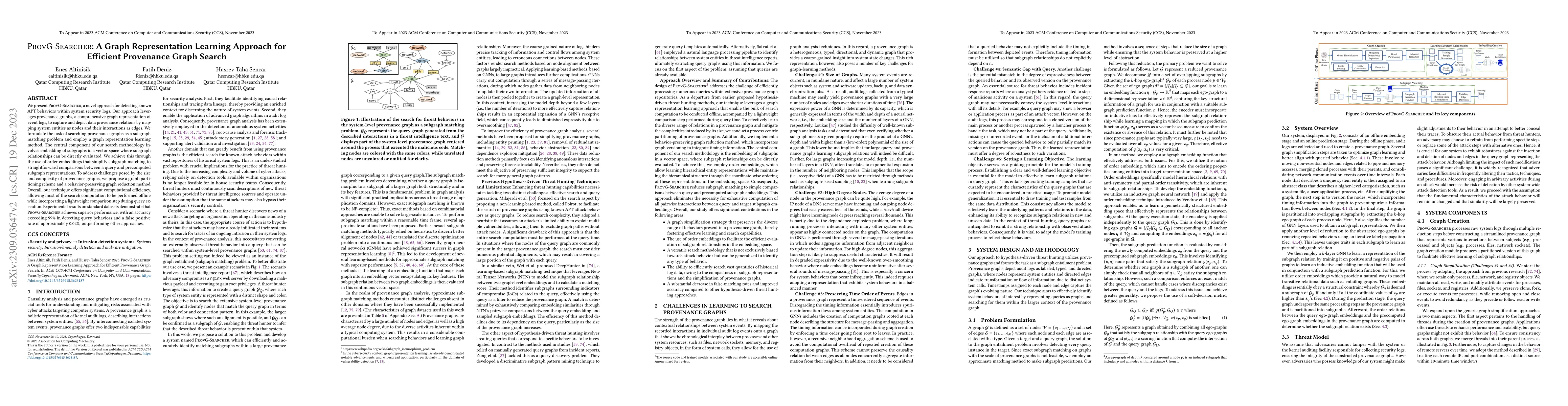 Thumbnail for ProvG-Searcher: A Graph Representation Learning Approach for Efficient
  Provenance Graph Search