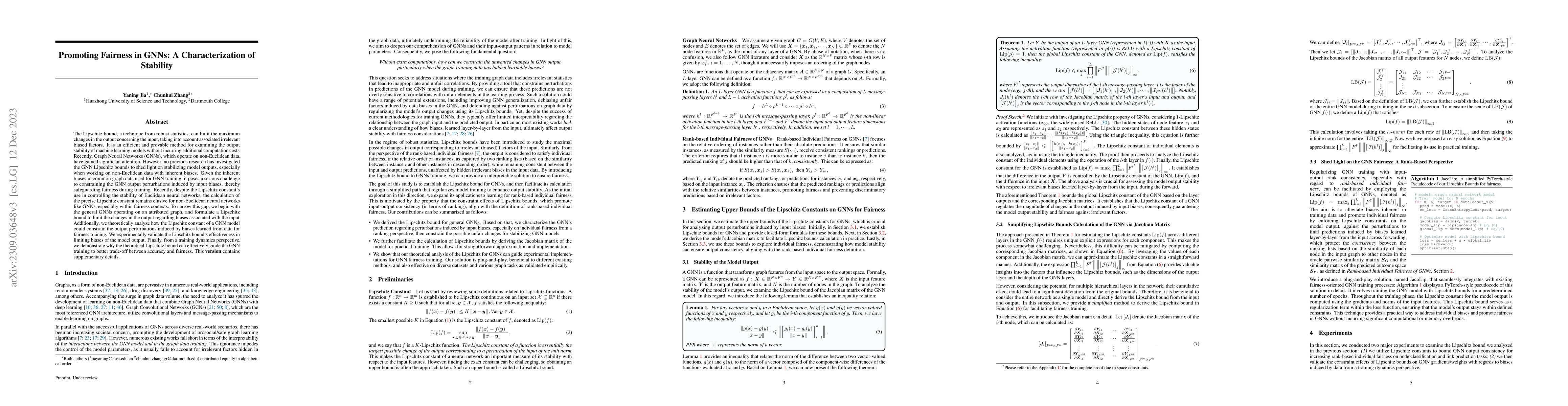 Thumbnail for Promoting Fairness in GNNs: A Characterization of Stability
