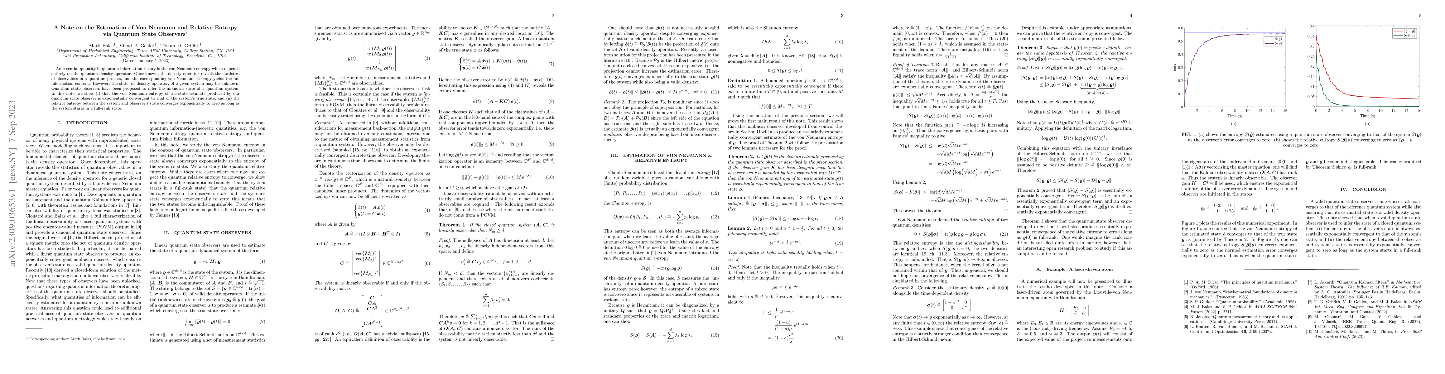 Thumbnail for A Note on the Estimation of Von Neumann and Relative Entropy via Quantum
  State Observers