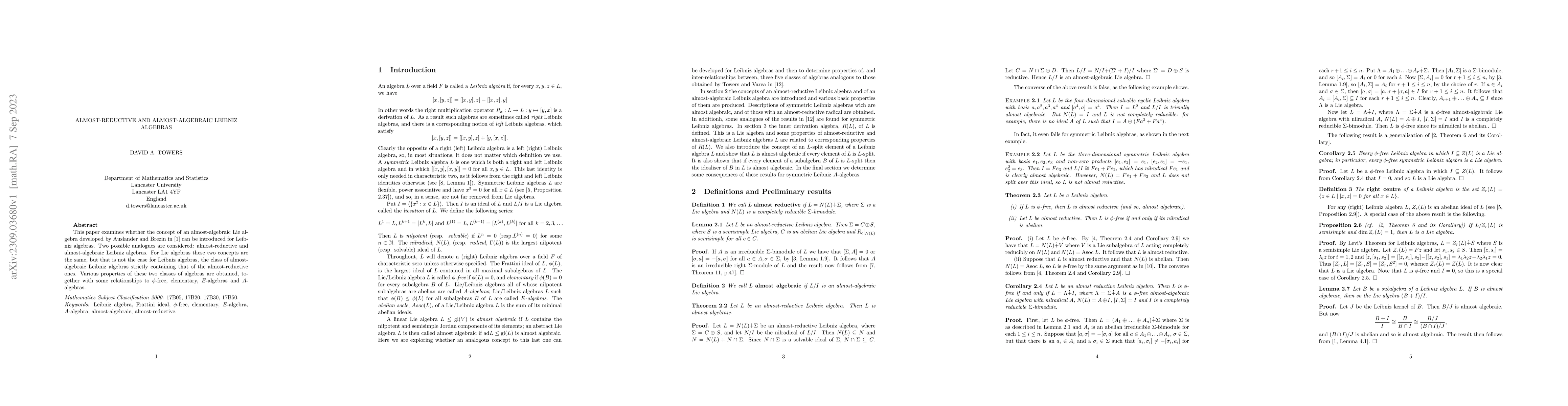 Thumbnail for Almost-reductive and almost-algebraic Leibniz algebras
