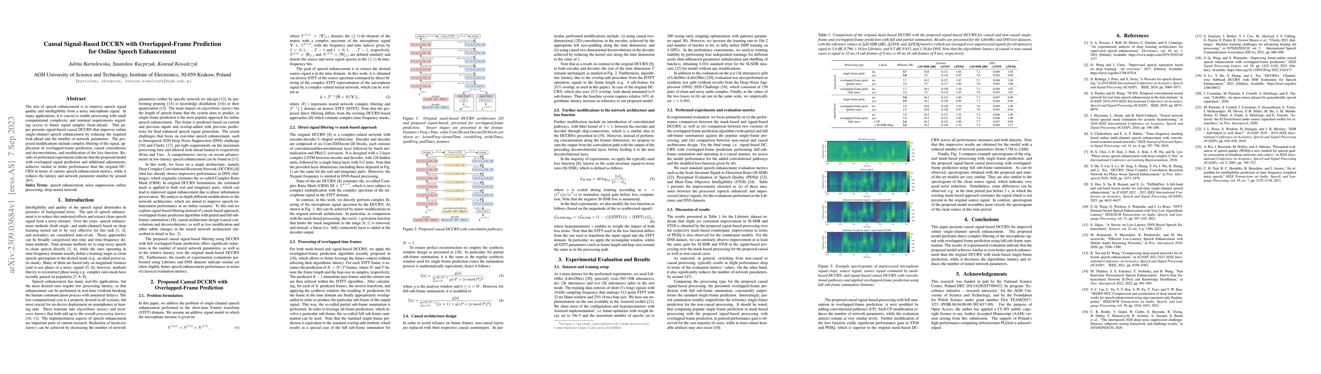 Thumbnail for Causal Signal-Based DCCRN with Overlapped-Frame Prediction for Online
  Speech Enhancement