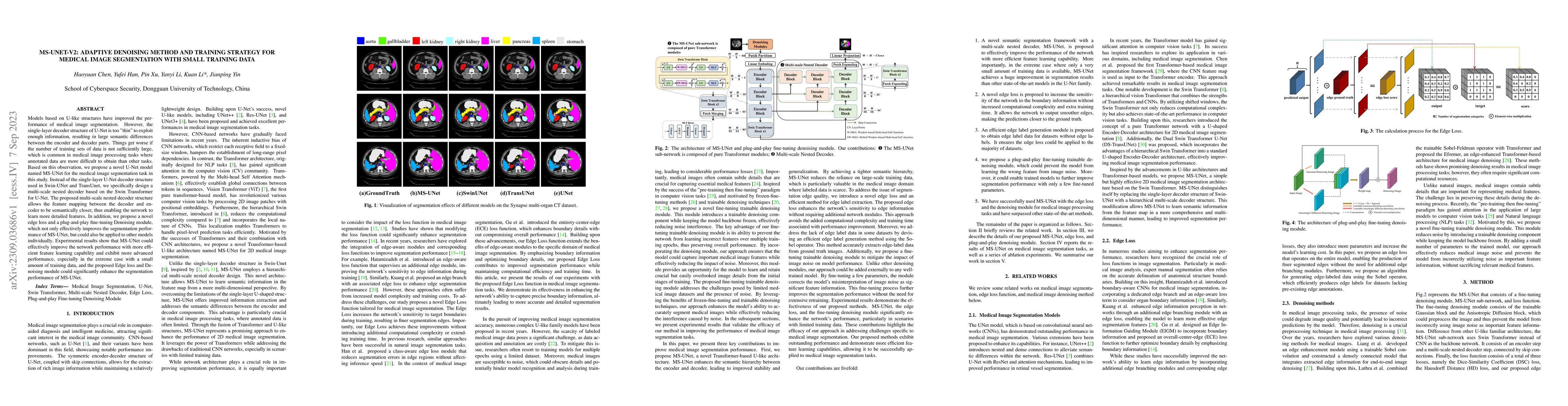 Thumbnail for MS-UNet-v2: Adaptive Denoising Method and Training Strategy for Medical
  Image Segmentation with Small Training Data
